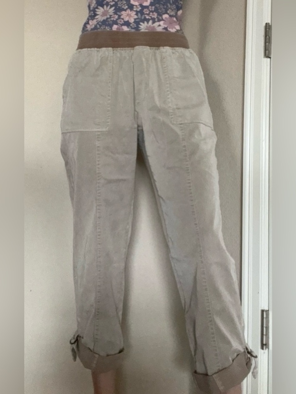 Soft Surroundings Khaki Tan Brown Pants Cropped Baggy Petite Small